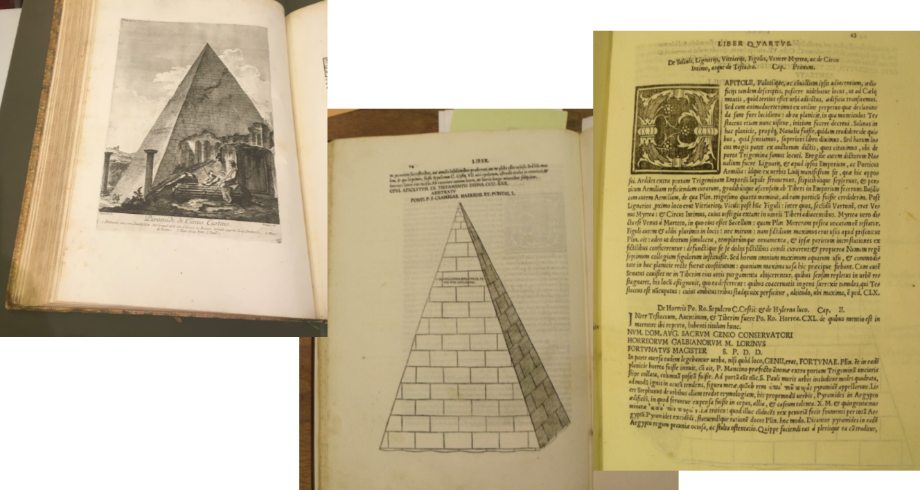 Pages from book showing Tomb of Cestius
